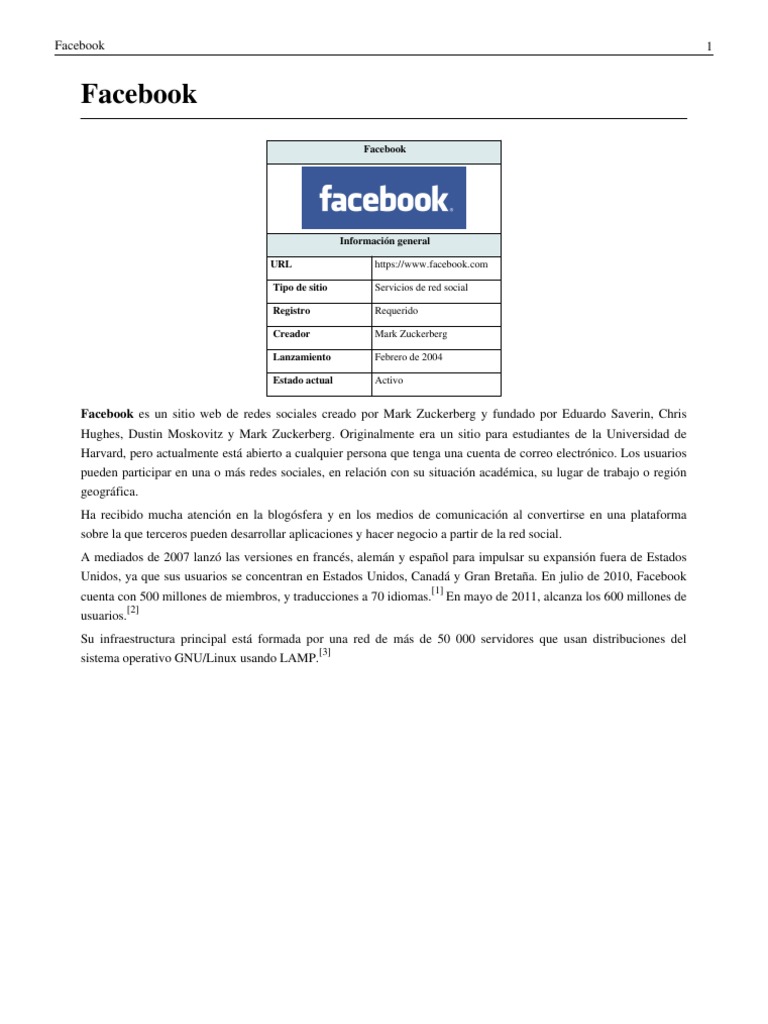 Historia Completa Facebook - Wikipedia | PDF | Facebook | Red mundial