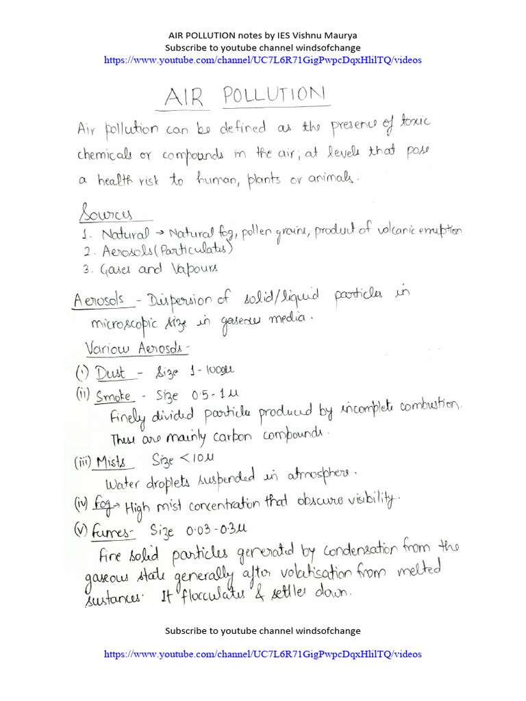 Air Pollution Notes by IES Vishnu Maurya | PDF | You Tube