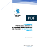 PROGRAMME NATIONALE de BOURSE DE FORMATION et  CERTIFICATION D'ENTREPRISE EN GESTION DES PROJETS PDF