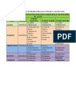Cronograma de Actividades Por El Aniversario de La Institucion
