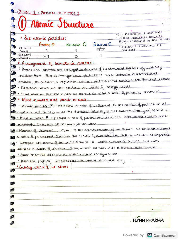 Atomic Structure AQA Chem Notes | PDF