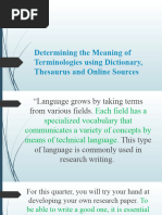 Determining The Meaning of Terminologies Using Dictionary