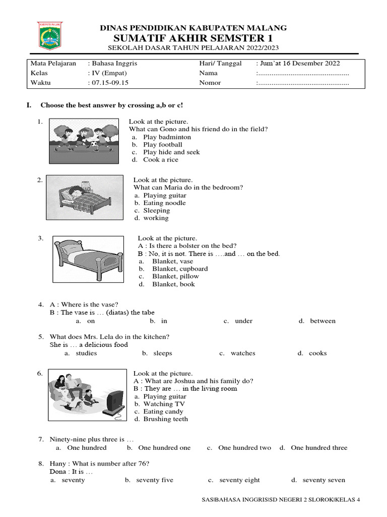 Exam Fourth Grade Pdf Kitchen Cooking