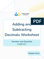 Grade 4 to 5 Adding and Subtracting Decimals Worksheets