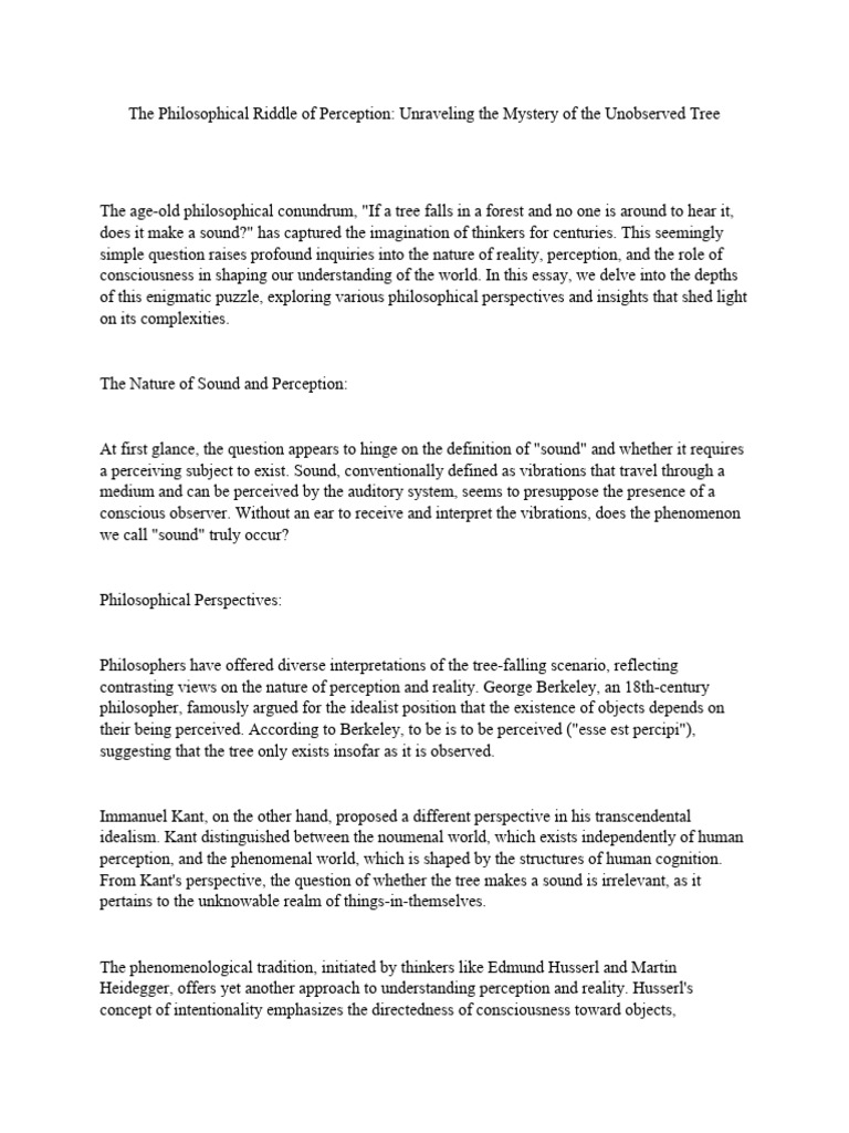Unraveling the Tree Perception Riddle | PDF | Phenomenology (Philosophy ...