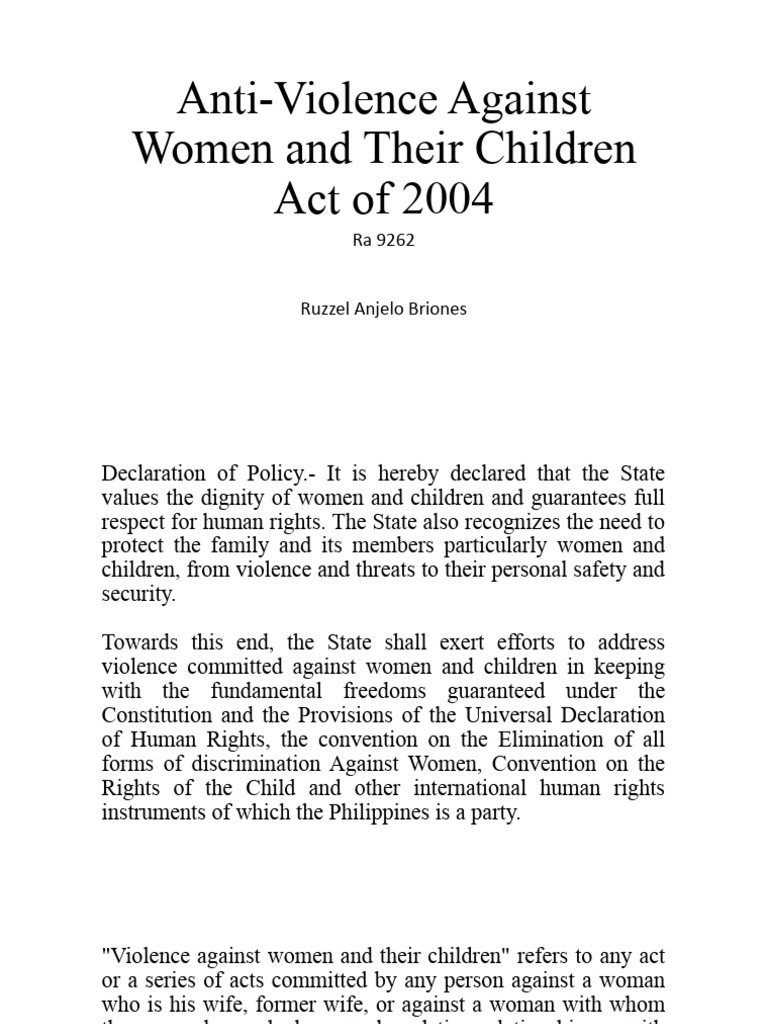 Anti-Violence Against Women and Their Children Act of | PDF | Human ...