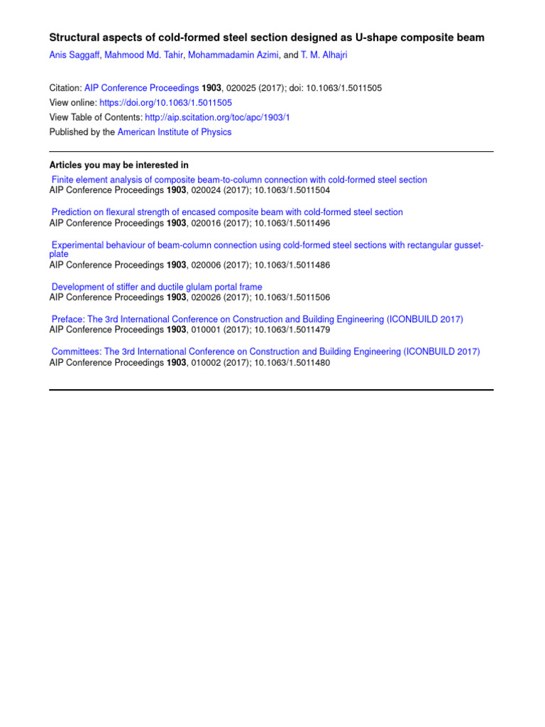 Structural Aspects of Cold-Formed Steel Section Designed As U-Shape ...