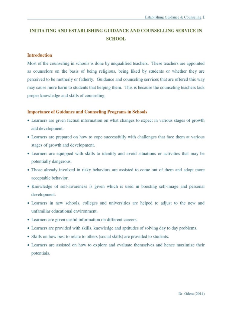 Establishing G C in Schools | PDF | Needs Assessment | Counseling ...