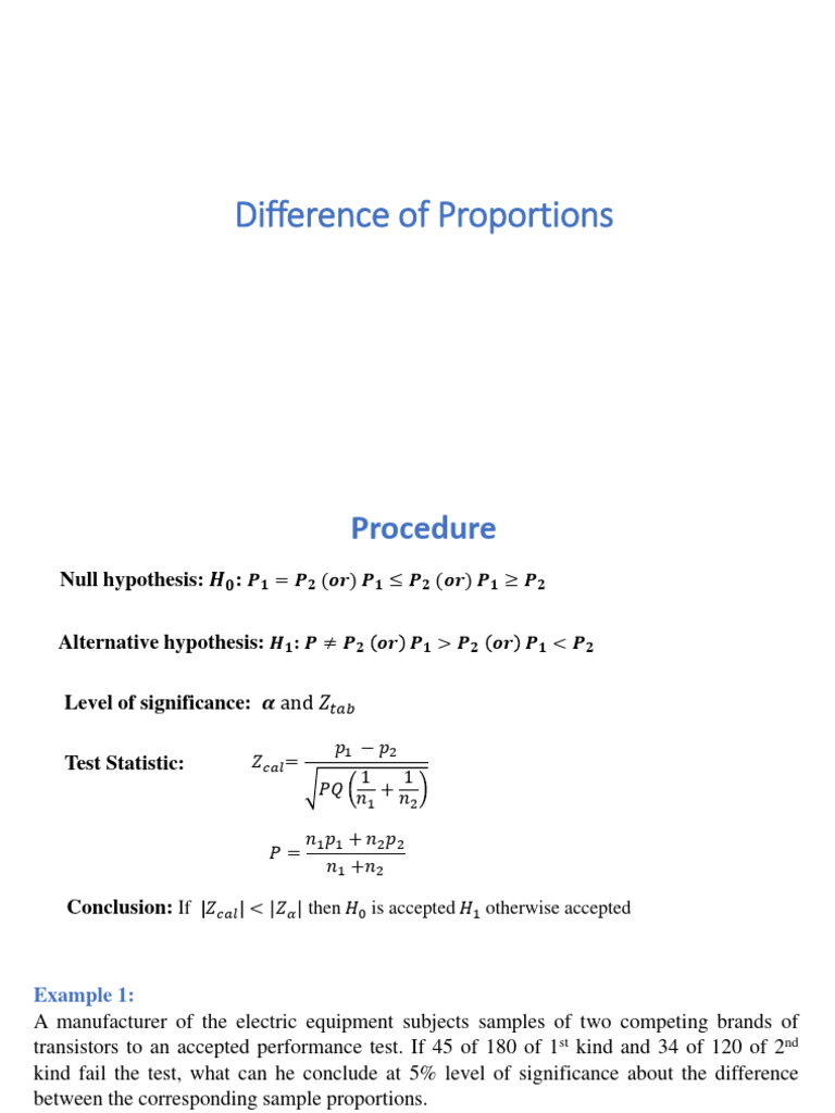 Analyzing Differences in Proportions | PDF