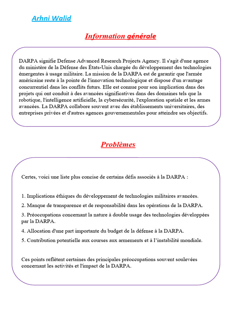 Défis et solutions pour la DARPA | PDF | Darpa | Sécurité nationale