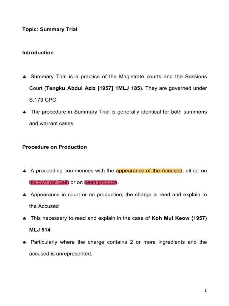 002.summary Trial | PDF | Plea | Burden Of Proof (Law)