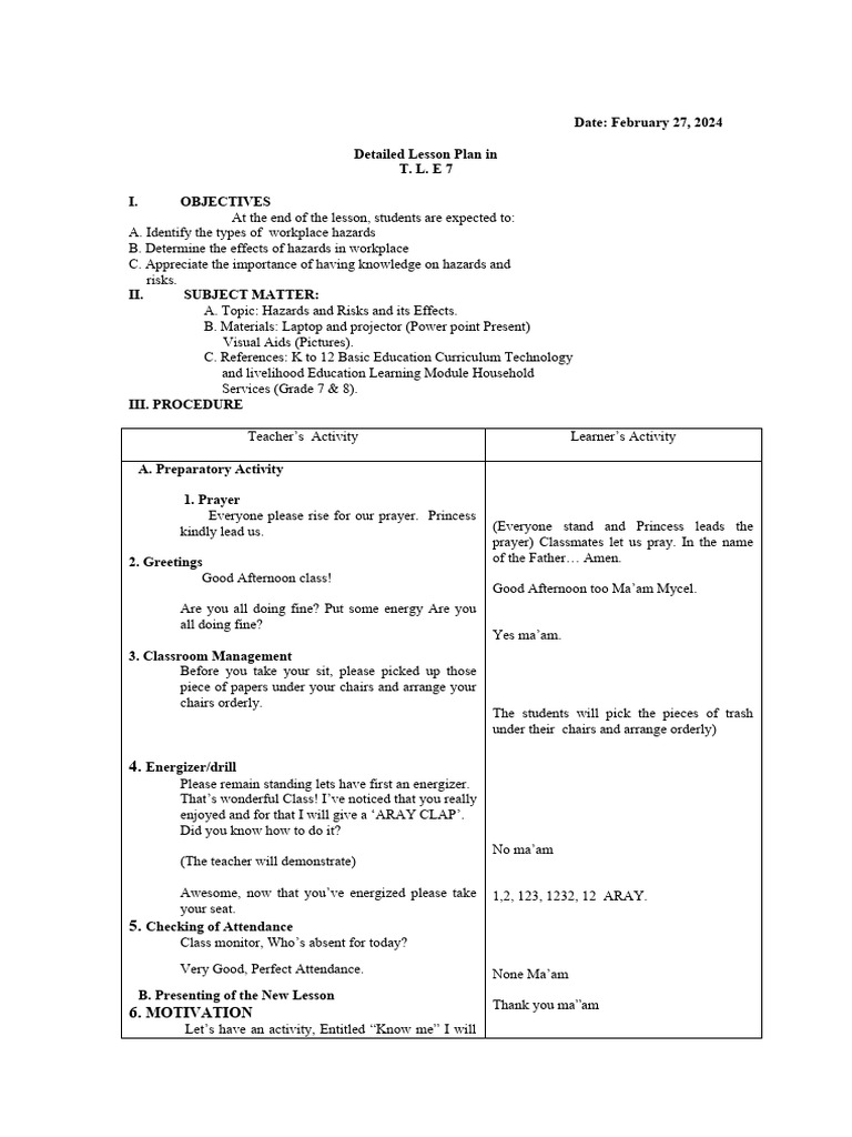 Types of Workplace Hazards in TLE 7 | PDF | Hazards | Human Factors And ...
