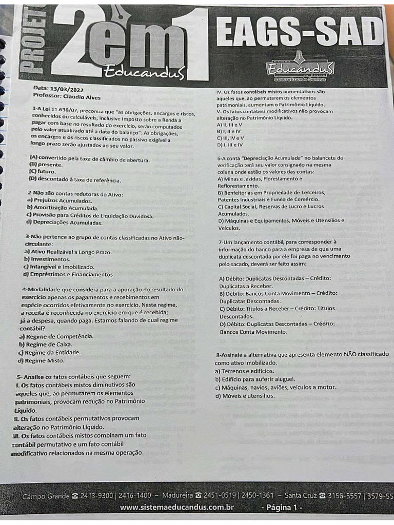 Projeto 2 em 1 Cont Geral | PDF