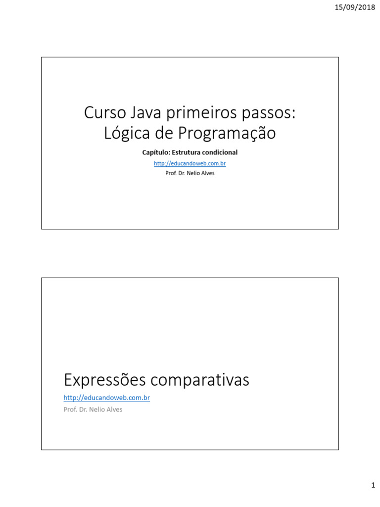 Estruturas Condicionais em Java | PDF | Java (linguagem de programação ...