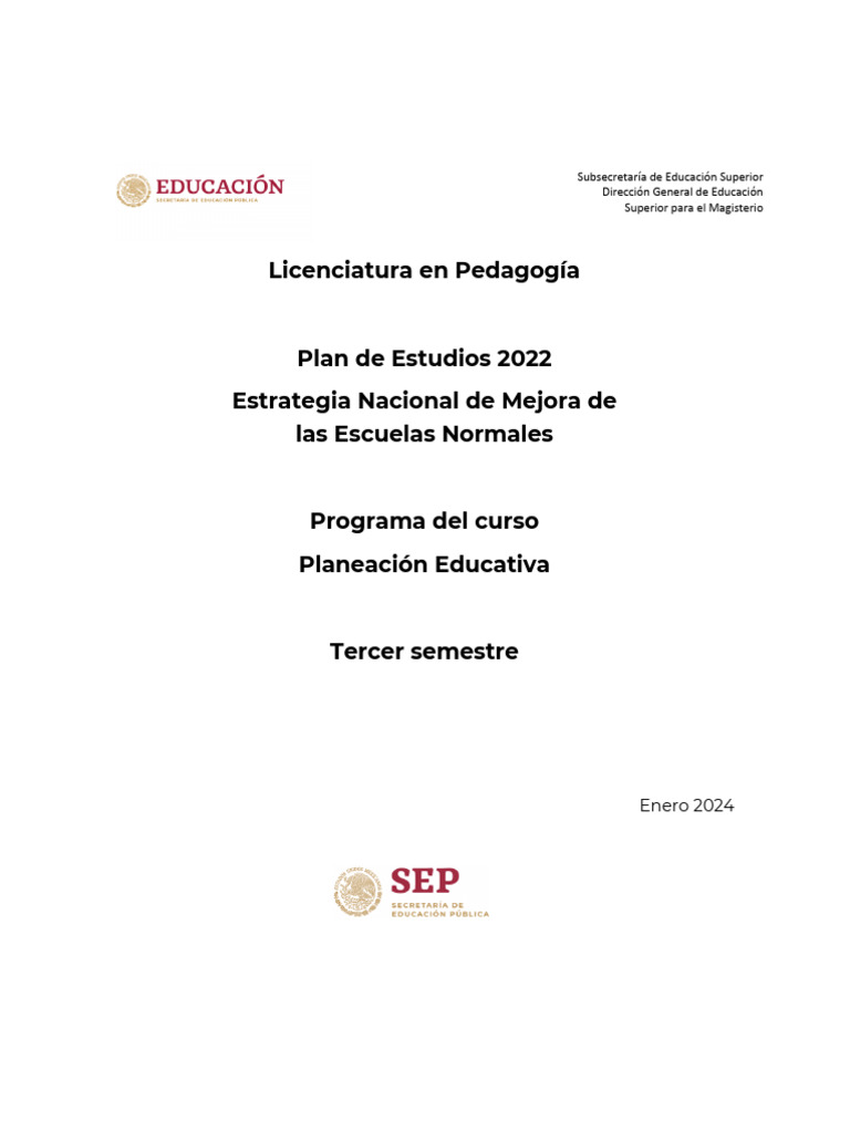 Planeación Educativa en Pedagogía 2022 | PDF | Plan de estudios | Enseñando