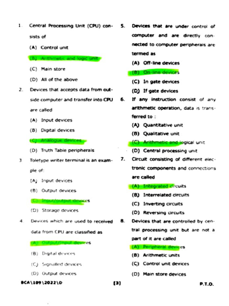 Computer Basics and General Knowledge Quiz | PDF
