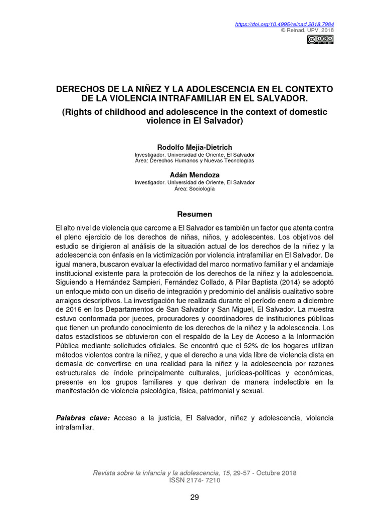 Derechos de La Niñez y La Adolescencia en El Contexto de La Violencia ...