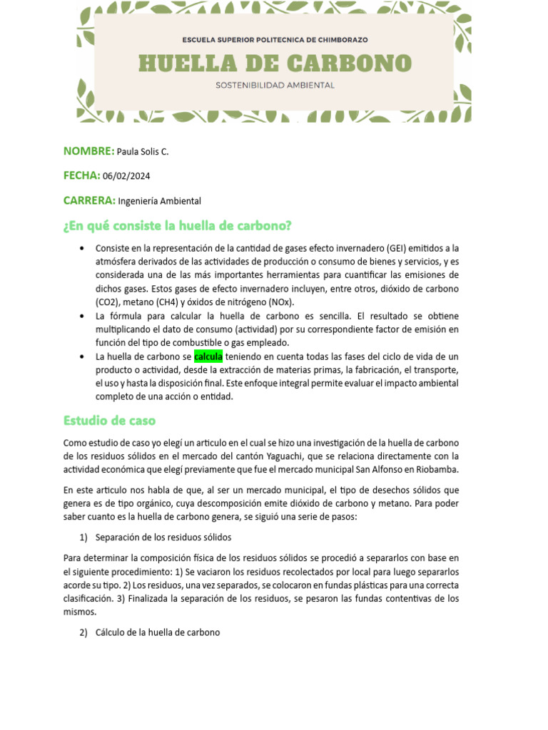Huella de Carbono en Residuos Sólidos | PDF | Huella de carbono | Gases ...