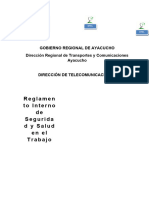 Reglamento Interno de Seguridad y Salud Dirección de Telecomunicaciones