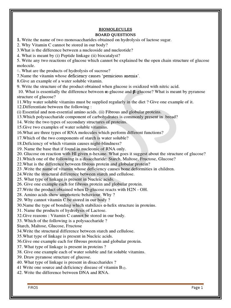 Biomolecules: Key Questions & Concepts | PDF | Glucose | Hydrolysis