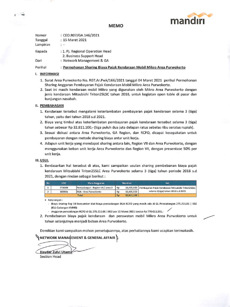 Memo 1 | PDF