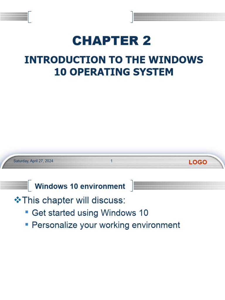 Lecture 02 Interduction To Windows Windows 10 | PDF | Icon (Computing ...