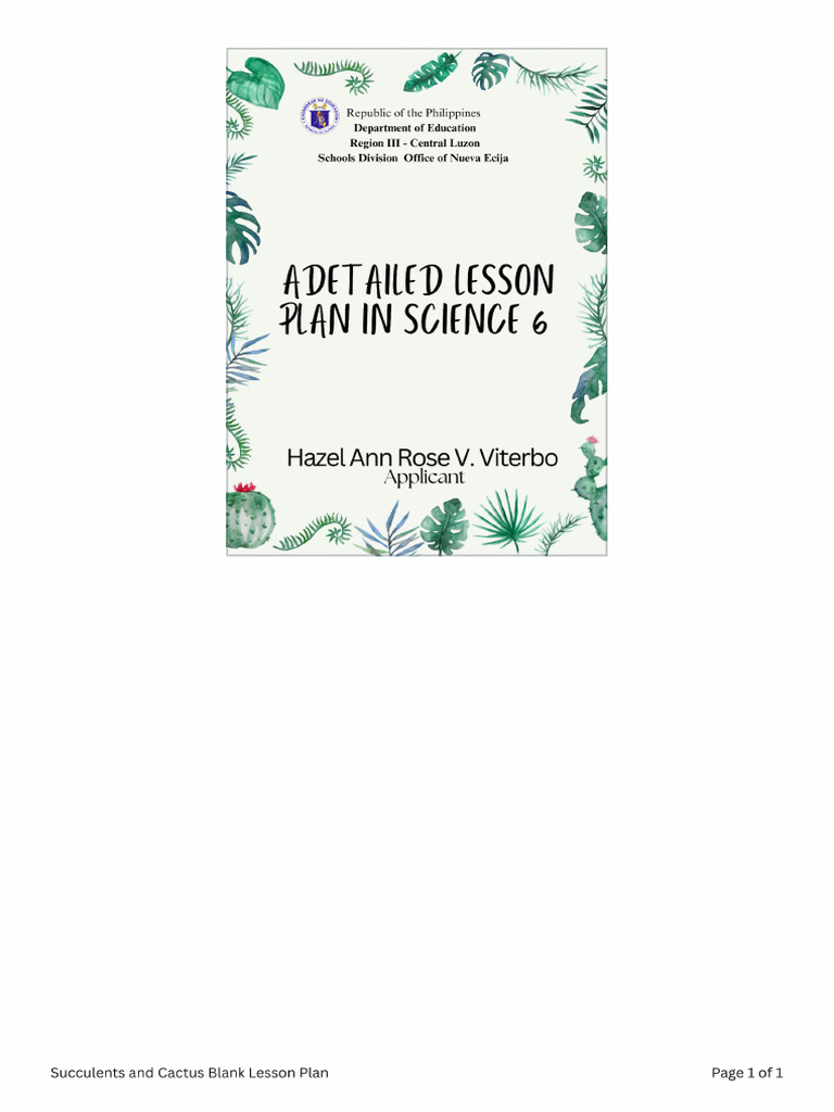 Succulents and Cactus Blank Lesson Plan | PDF