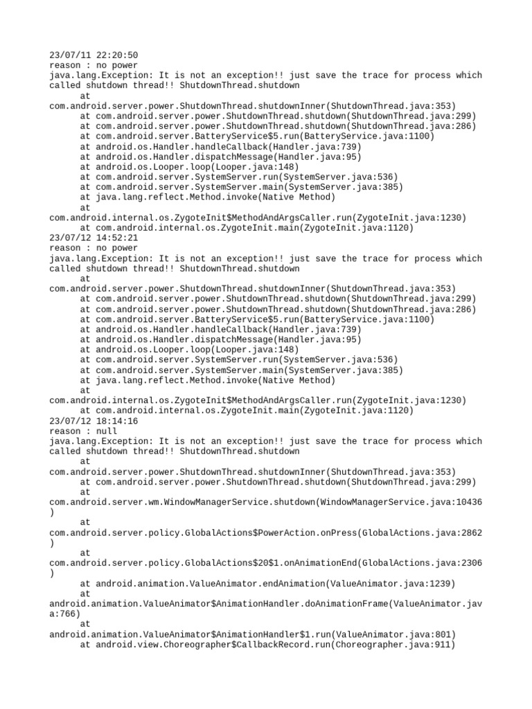 Power Off Reset Reason | PDF | Java (Programming Language) | Object ...