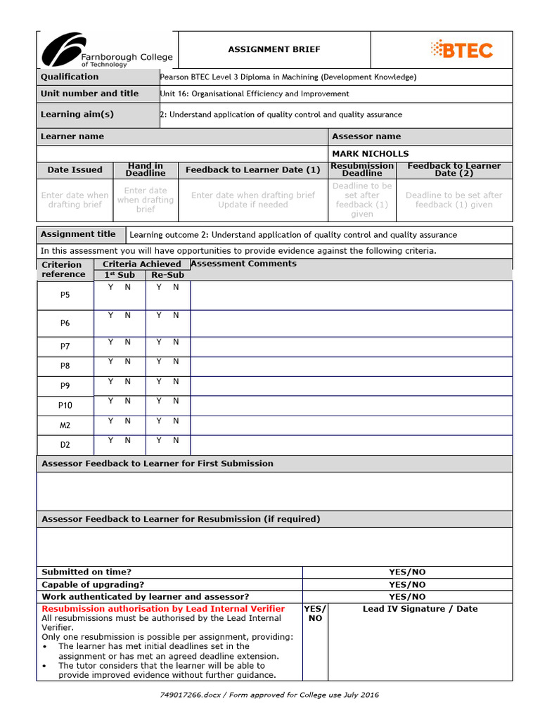 BTEC Unit 16 Assignment Brief 2 23-24 | PDF | Learning | Artificial ...