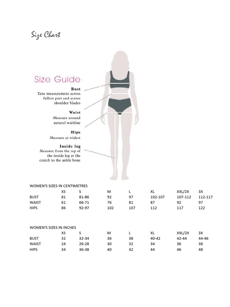 Women's Size Chart Guide | PDF | Lifestyle