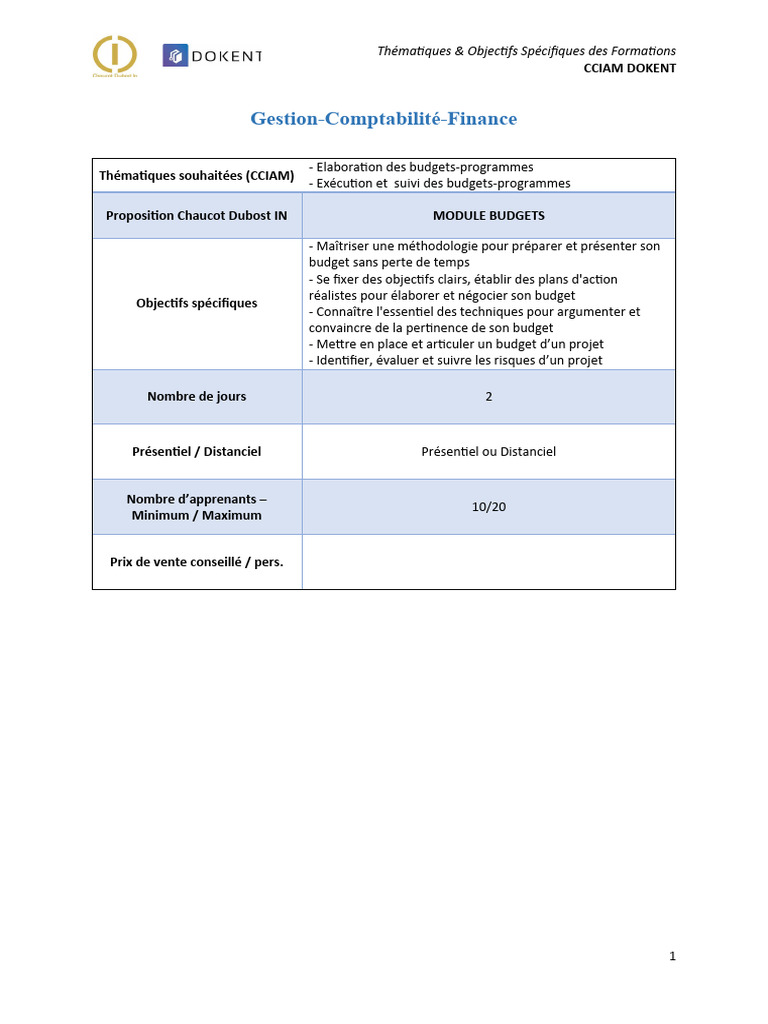 Formation Budget : Méthodologie et Objectifs | PDF | Affaires | Art