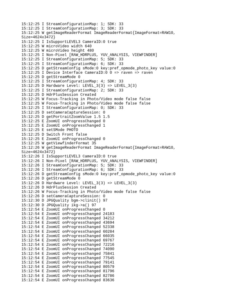 Camera Configuration Log Analysis | PDF | Software Development Kit | Xiaomi