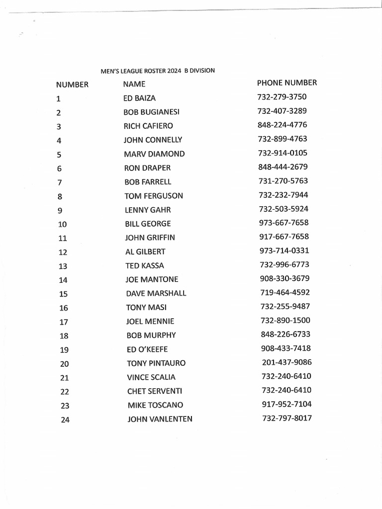 Website B League Roster | PDF
