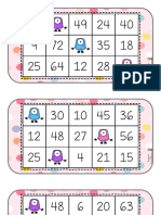 Cartones Bingo Tablas Multiplicar