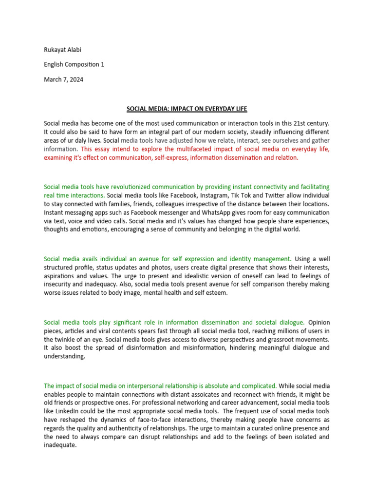 Social Media's Impact on Daily Life | PDF | Social Media | Popular ...