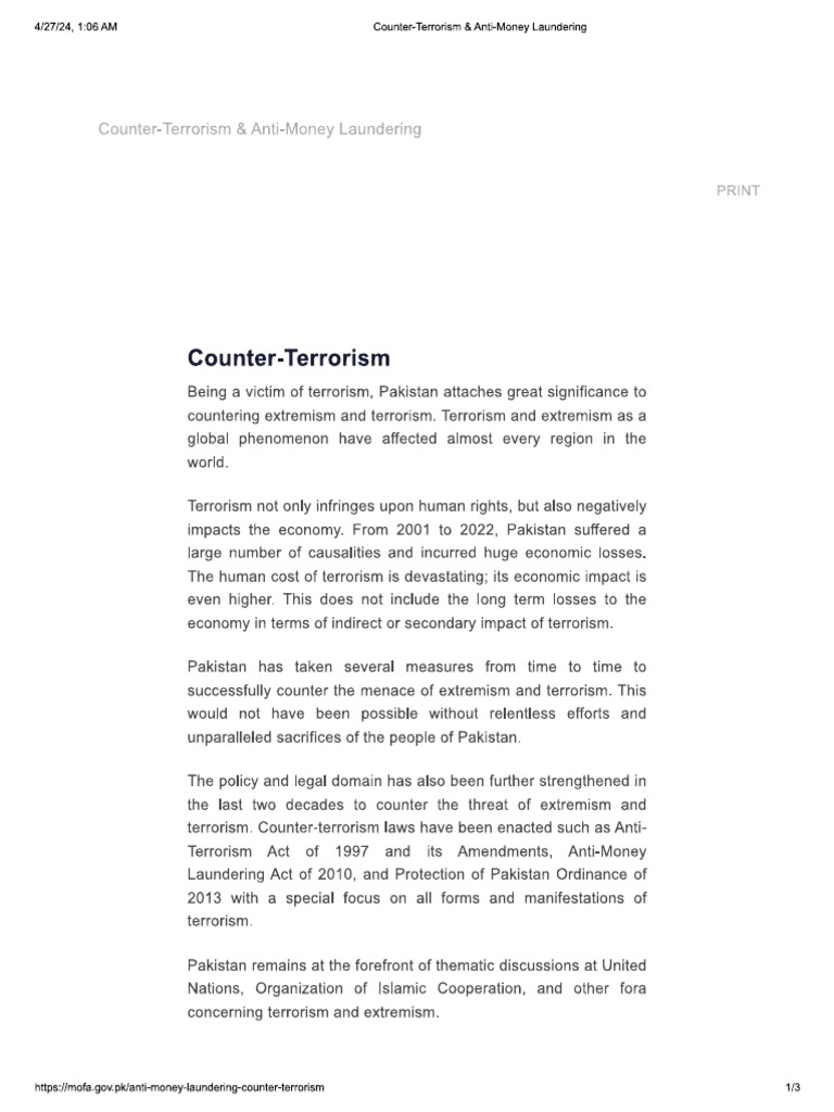 Counter-Terrorism & Anti-Money Laundering | PDF