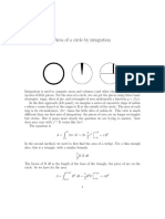 Area of A Circle by Integration: R 2 R R R 0 2