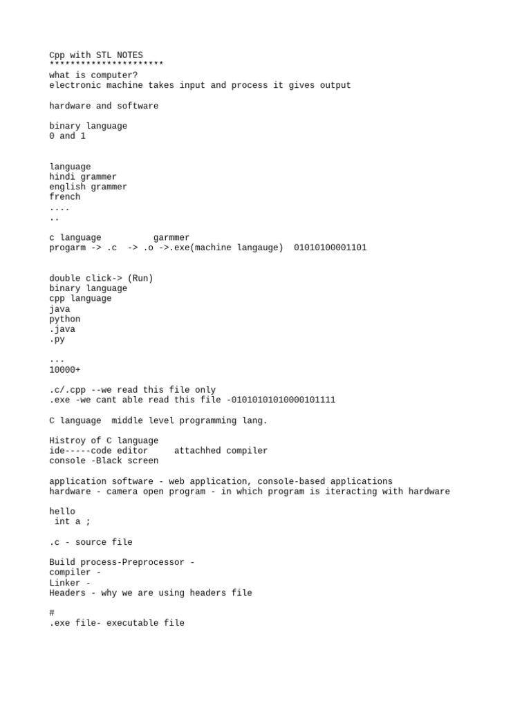 C++ with STL: Comprehensive Notes | PDF | Data Type | Software Development