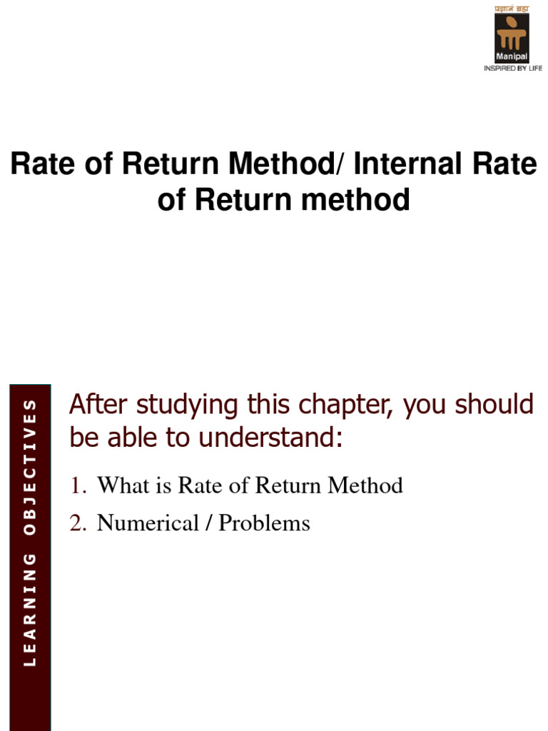 8 internal rate of return irr or rate of return method revised