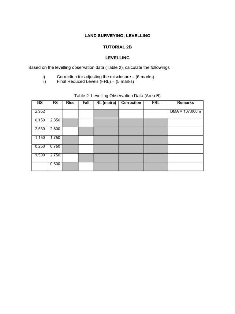 Levelling Tutorial: Calculations Guide | PDF