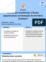 Atividades Econômicas e Fluxos Populacionais Na Formação Do Território Brasileiro