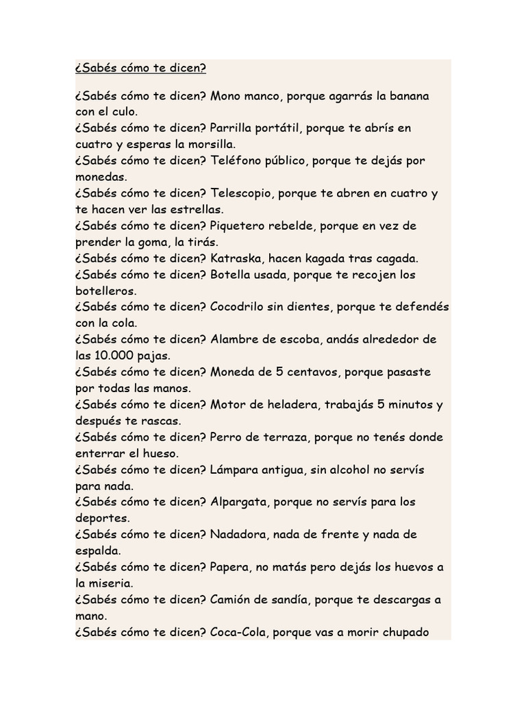 Apodos y Chistes Graciosos | PDF, image size:768x1024