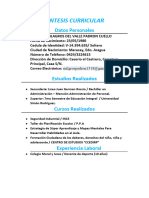 Sintesis Curricular: Datos Personales