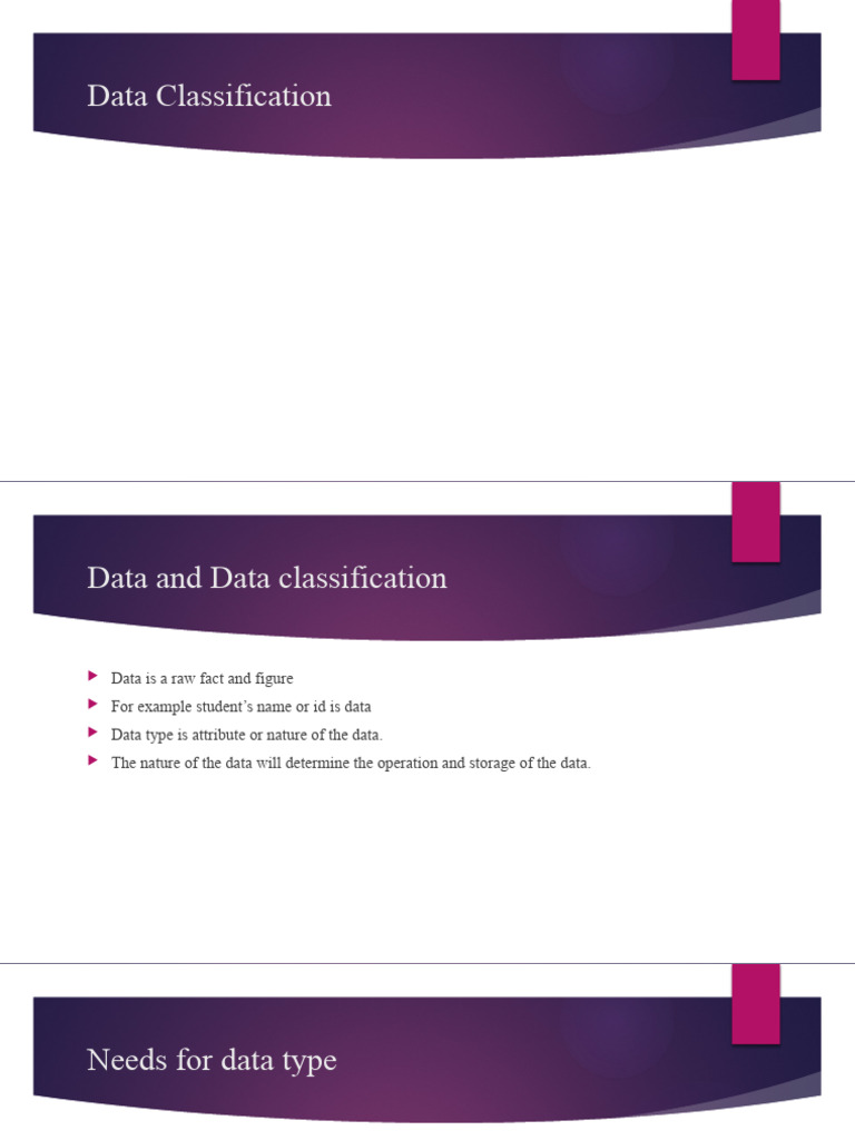 Data Classification Presentation | PDF | Data Type | Boolean Data Type