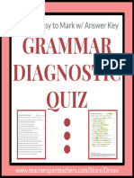FREE & Easy To Mark W/ Answer Key: Grammar Diagnostic Quiz