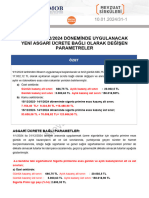 1/1/2024-31/12/2024 DÖNEMİNDE UYGULANACAK Yeni Asgari Ücrete Bağli Olarak Değişen Parametreler