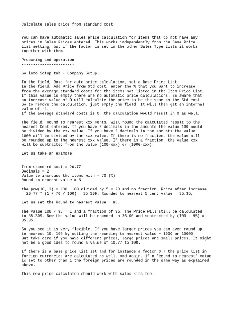 Calculate Price PDF Rounding Arithmetic