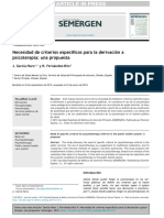 Necesidad de Criterios para La Derivacion A Psicoterapia