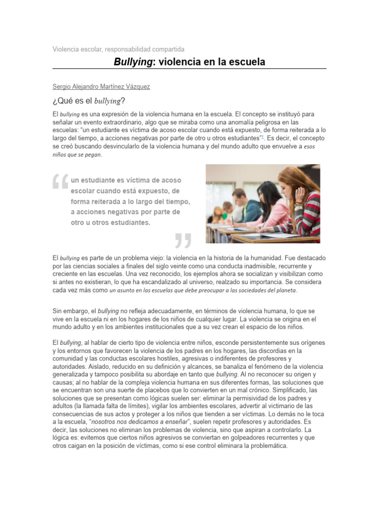Violencia Escolar Pdf Violencia Agresión
