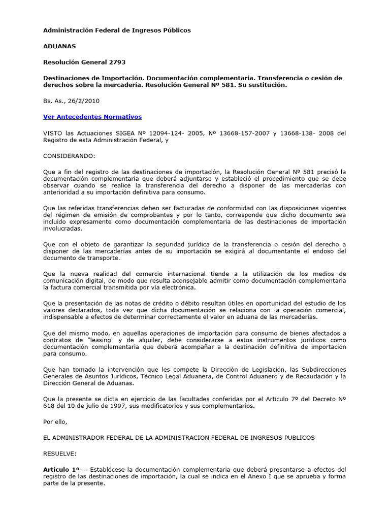 C a resoluci n general 2793 documentacion de embarque pdf aduana